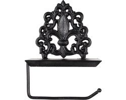 Clayre & Eef WC Rol Houder 18x10x24 cm Zwart Metaal Toiletrolhouder