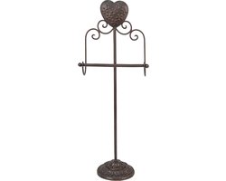 Clayre & Eef WC Rol houder 21x14x62 cm Bruin Ijzer Hart Toiletrolhouder
