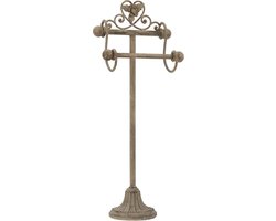 Clayre & Eef WC Rol houder 23x15x59 cm Beige Bruin Ijzer Toiletrolhouder