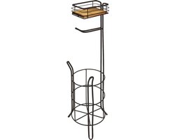 Clayre & Eef WC Rol houder 23x21x70 cm Bruin Ijzer Hout Toiletrolhouder