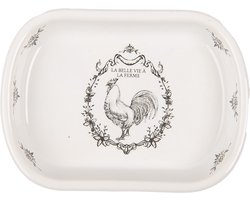 Clayre & Eef Zeepbakje 13x10x3 cm Wit Keramiek Haan