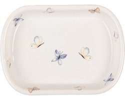Clayre & Eef Zeepbakje 13x10x3 cm Wit Keramiek Vlinders