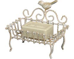 Clayre & Eef Zeepbakje Vogel 9x6x14 cm Beige Ijzer Rechthoek Zeephouder