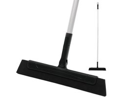 CLEANLY Vloertrekker met Steel 130 cm - Vloerwisser Badkamer en Trekker Douche - Douchewisser - Watertrekker - Breedte 34 cm - Zwart, Grijs