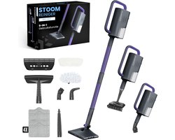 Cleanova 16-in-1 Stoomreiniger - Vlekkenreiniger - Handstomer voor diepte reiniging vloer, bank, badkamer en tapijt - Stoomdweil - Tapijtreiniger - extra lang 7 meter netsnoer - Steam Cleaner Zwart / Paars