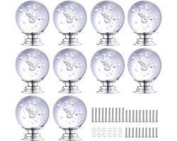 Clear Crystal glazen ladeknoppen -kastknoppen met bellen -diameter van 1,2 cm -10 stuks (wit)