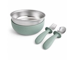 CLENE® RVS Serviesset Baby & Kind | Kom & Bestek | BPA-vrij | Groen