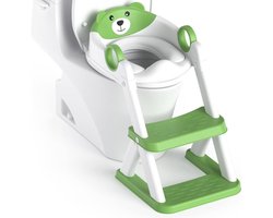 CLGP® WC Verkleiner met Trapje - Potje Peuter - Plaspotje Opvouwbaar - Wit en Groen