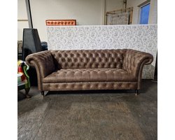 Clinton Chesterfield 3-zits Bank – Bruin, Soft Leer