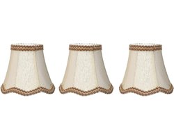 Clip-on lampenkappen set van 3 - beige stoffen kroonluchter lampenkap voor tafel- en vloerlampen - decoratieve verlichting