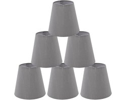 Clip op Lamp Lampenkap, 6 Stuks Grijze Stof Lampenkappen E14 Bureaulamp Schaduw Kleine Vloer Lampenkap voor Tafel Kroonluchter Wandlampen