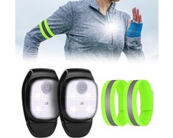 Clip op Running Lights, 4 Lichtstanden Waterdicht Outdoor Night Clip on Running Lights met 2 Pcs Reflectorbanden, USB Oplaadbare LED Licht voor Runners Camping Wandelen (2 pc)