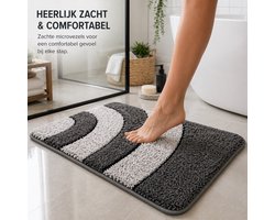 Cliste Badmat Antislip 50x80cm - Zachte Douchemat Grijs - Sneldrogend & Wasbaar - Luxe Badkamer Mat - Cliste