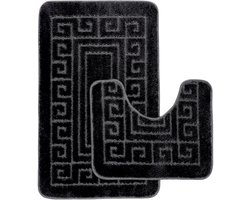 Cliste Badmat Set Met Toiletmat Antislip – Douchemat – Badmat Badkamer – Vloermat – Badmat set wc mat – Badmat set antislip - Grijs - 50x80 cm + 50x40 cm