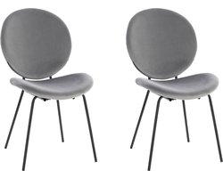 Clive|Stoel in grijs velours / zwart, 2-pak