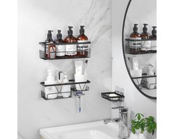Clord - Badkamerorganizer - Douchecaddy zonder boren - Zwart - Set van 3