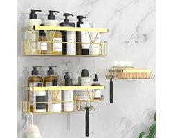 Clord - Badkamerplank - Doucheplank zonder boren - Gouden afwerking - Organisator voor badkamer