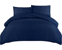 Clord - Dekbedovertrekset - Zacht microvezel dekbedovertrek 240x220cm - Inclusief kussenslopen 65x65cm - Marineblauw