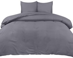 Clord - Dekbedovertrekset - Zachte Microvezel Dekbedovertrek 240x220cm - Inclusief Kussenslopen 65x65cm - Grijs