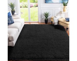 Clord - Tapijt - Hoogpolig - Zacht Shaggy - Antislip - Wasbaar - 120x160 cm - Zwart