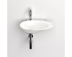 Clou First fonteinkom 36x21.8cm zonder kraangat met plug mineraalsteen Wit