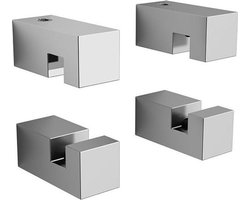 Clou Hold Me spiegelklemmen 1.5x3.5cm set van 4 vierkant chroom