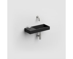 Clou Mini Wash Me fontein 45x19cm zonder kraangat en plug kranenbank links Keramiek Zwart mat