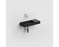 Clou Mini Wash Me fontein 45x19cm zonder kraangat en plug kranenbank rechts Keramiek Zwart mat