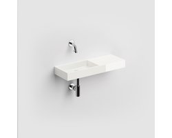 Clou Mini Wash Me fontein 56x19cm rechts zonder plug mineraalsteen Wit