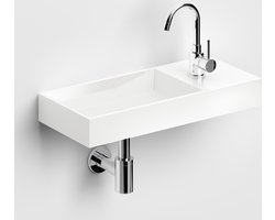 Clou Mini Wash Me fontein 56x24cm rechts mineraalsteen Wit