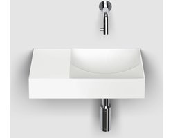 Clou Vale fonteinen keramiek fontein 38x19x7cm voorbewerkt kraangat links Wit mat