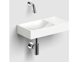 Clou Vale fonteinen keramiek fontein 38x19x7cm voorbewerkt kraangat rechts Wit mat