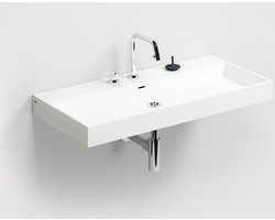 Clou Wash Me wastafel 90x42cm zonder plug mineraalsteen Wit