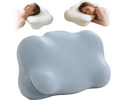 Cloud-Feel Kussen – Ergonomisch traagschuimkussen – Verstelbaar nekkussen – Inclusief ademende hoes – Geschikt voor zij-, rug- en buikslapers – Blauw