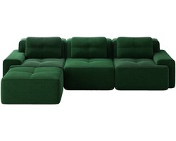 Cloud modulaire bank, L-vormige bank zonder frame, modulaire bank met voetenbank, modulaire Cloud bank, 3-zits corduroy Cloud bank voor de woonkamer, montagevrije bank, groen