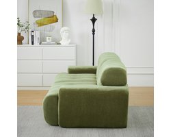 Cloud Sofa, Extra Grote Tweezitsbank – Brede Armleuningen en Modern Design met Knoopdetails, Gebogen Bank, geschikt voor Woonkamers en Appartementen, Geen Montage Nodig-A-Groente