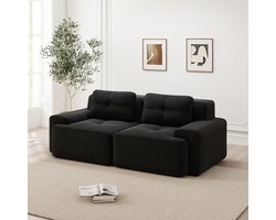 Cloud Sofa - Moderne Modulaire Ribstof Bank 2-Zits - Frameloze Lounge Sofa Met Extra Diepe Zit En Zachte Kussens - Antislip Onderkant - Comfortabele Slaapbank Voor Woonkamer Appartement - Zwart