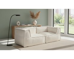 CloudComfort™ Modulaire 2-Zits Bank Beige – Boneless Couch Design – Zachte Lounge Bank van 100% Schuimvlokken – Comprimeerbare Hoekbank met Armleuningen – Voor Woonkamer & Slaapkamer House&Garden