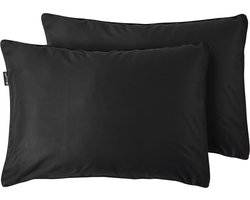 Cloudpillo Duopack Kussenslopen - Set van 2 (55x75 cm) - Luxe Katoen Satijn (300TC) - Midnight Black - Zijdezacht, Hypoallergeen & Ademend