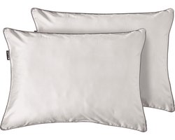 Cloudpillo Duopack Kussenslopen - Set van 2 (55x75 cm) - Luxe Katoen Satijn (300TC) - Misty Grey - Zijdezacht, Hypoallergeen & Ademend