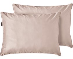 Cloudpillo Duopack Kussenslopen - Set van 2 (55x75 cm) - Luxe Katoen Satijn (300TC) - Natural Sand - Zijdezacht, Hypoallergeen & Ademend