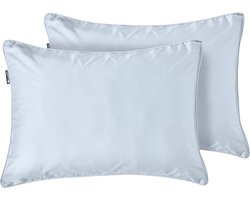 Cloudpillo Duopack Kussenslopen - Set van 2 (55x75 cm) - Luxe Katoen Satijn (300TC) - Sky Blue - Zijdezacht, Hypoallergeen & Ademend