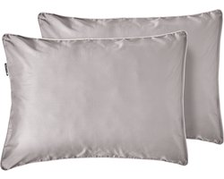 Cloudpillo Duopack Kussenslopen - Set van 2 (55x75 cm) - Luxe Katoen Satijn (300TC) - Stone Grey - Zijdezacht, Hypoallergeen & Ademend