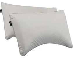 Cloudpillo Plus Duopack Kussenslopen - Set van 2 (52x82 cm) - Luxe Katoen Satijn (300TC) - Misty Grey - Zijdezacht, Hypoallergeen & Ademend