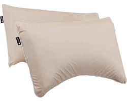 Cloudpillo Plus Duopack Kussenslopen - Set van 2 (52x82 cm) - Luxe Katoen Satijn (300TC) - Natural Sand - Zijdezacht, Hypoallergeen & Ademend