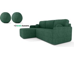 Cloudsofa - Lounge - Groen - uitklapbare tweepersoons slaapbank - van witte gekrulde stof - inklapbare leuning - Uitklapbaar zitvlak - Comfortabele Bank