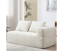 CloudSoft 2-Zits Slaapbank Beige – Comfortabele Bank Zonder Montage – Zachte Chenille Stof – Moderne Sofa met Zijzakken – Compacte Bank voor Woonkamer of Appartement Bella