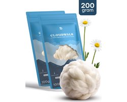 CloudWalk 200 Gram Antidruk wol – Wol voor het wandelen – Anti blaren – Rijk aan lanoline (wolvet) - Teenspreiders – Voet wol – 100% Schapenwol - Loopwol - Voetverzorging