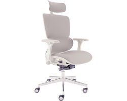 CLOUVOU MasterSeat Ergonomische Bureaustoel voor Kantoor - 4D Armleuningen - Bediening met Knop - Max. 150 kg - Crèmewit