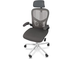 CLOUVOU SmartSeat Ergonomische Bureaustoel voor Kantoor - Opklapbare Armleuningen - Ademende Rugleuning - Max. 150 kg - Antraciet